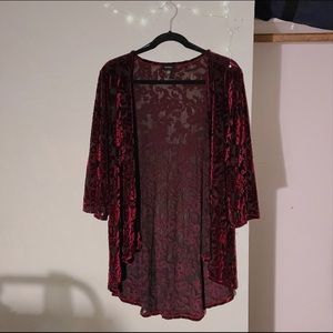 vintage sheer plum floral kimono